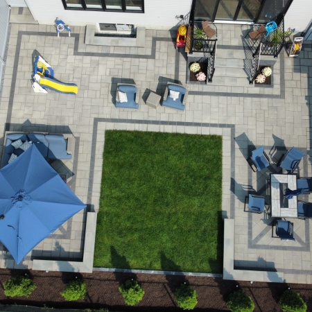 Interlock patio build by Rivermist landscape